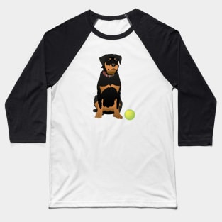 Friendly Rottweiler with Green Ball Baseball T-Shirt